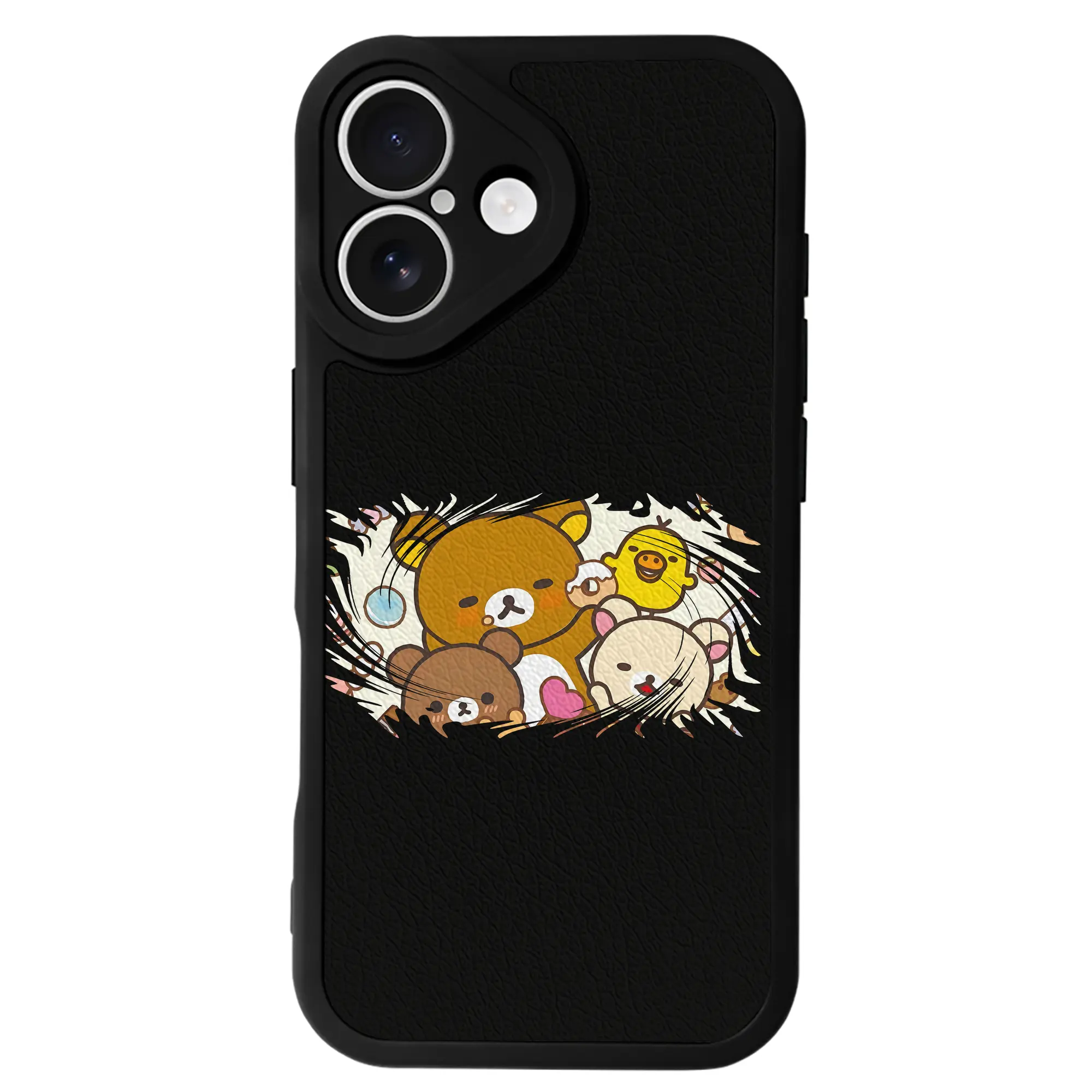 リラックマ (Rilakkuma) グッズ リラックマ (Rilakkuma) - IPhone 16シリーズ対応 ・ シリコンスマホケース ・ レザー調 ・ 高精度フィット ・ 耐衝撃 ・ ワイヤレス充電対応 ・ 精密カット